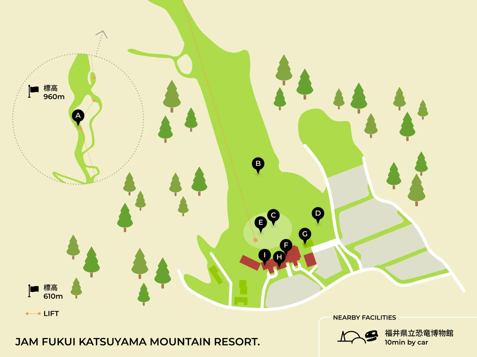 JAM FUKUI KATSUYAMA MOUNTAIN RESORT 施設マップ